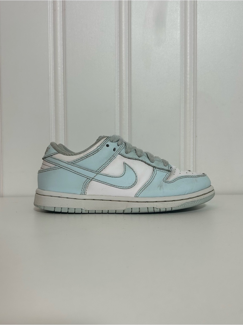 Nike dunk low glacier light blue white lace leather toddler girl kids 13